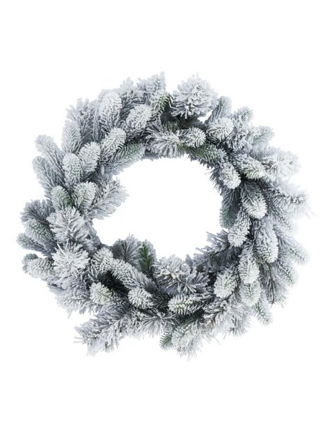 Greenhaven Rocky - Kerstkrans - Rond 80 cm - mix PE 80 - Flocked