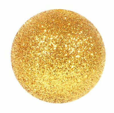 Kerstbal rond 12 cm Goud glitter