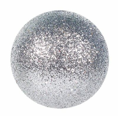 Kerstbal rond 10 cm Zilver glitter