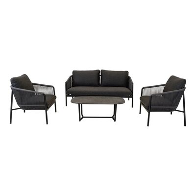 Loungeset Osaka zwart - rope wicker - gecoat aluminium frame - Lesli living